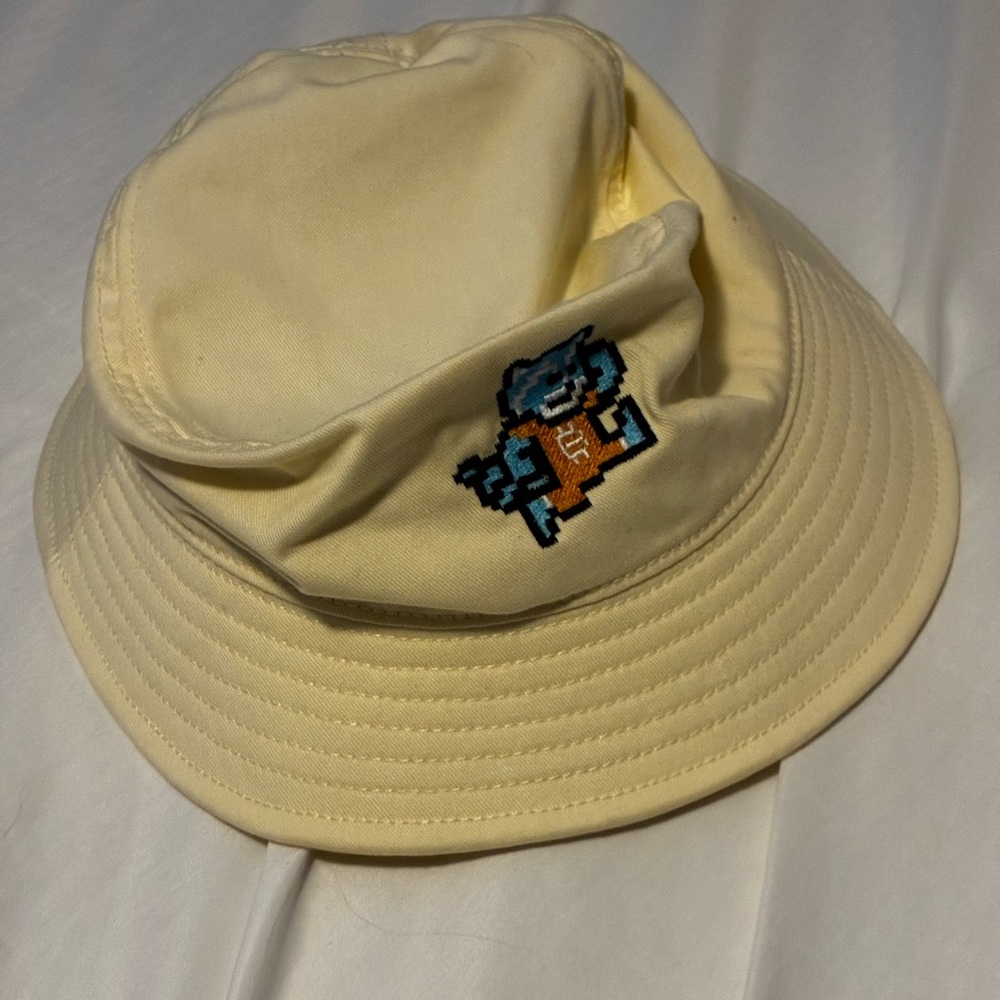 Kids Cream Bucket Hat with Embroidered Character
